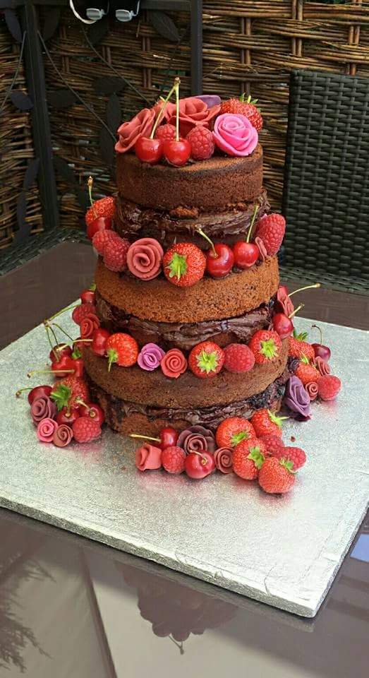 3 Tier Naked Chocolate Wedding Cake