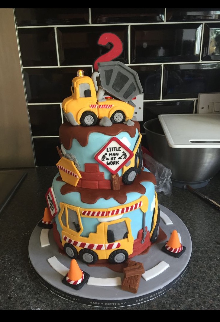 Construction and Digger Birthday Cake