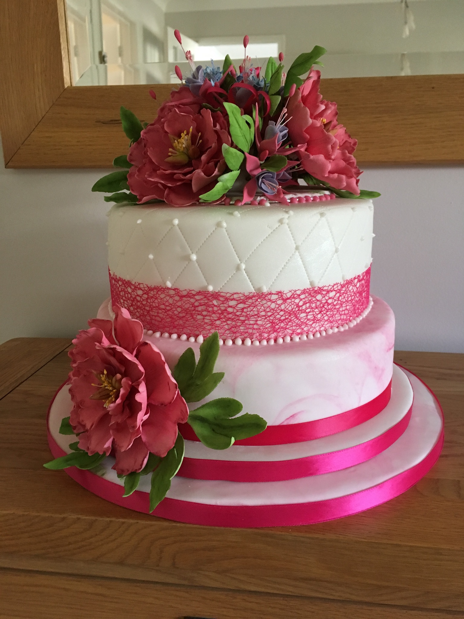 Fuchsia Marbled Wedding Cake