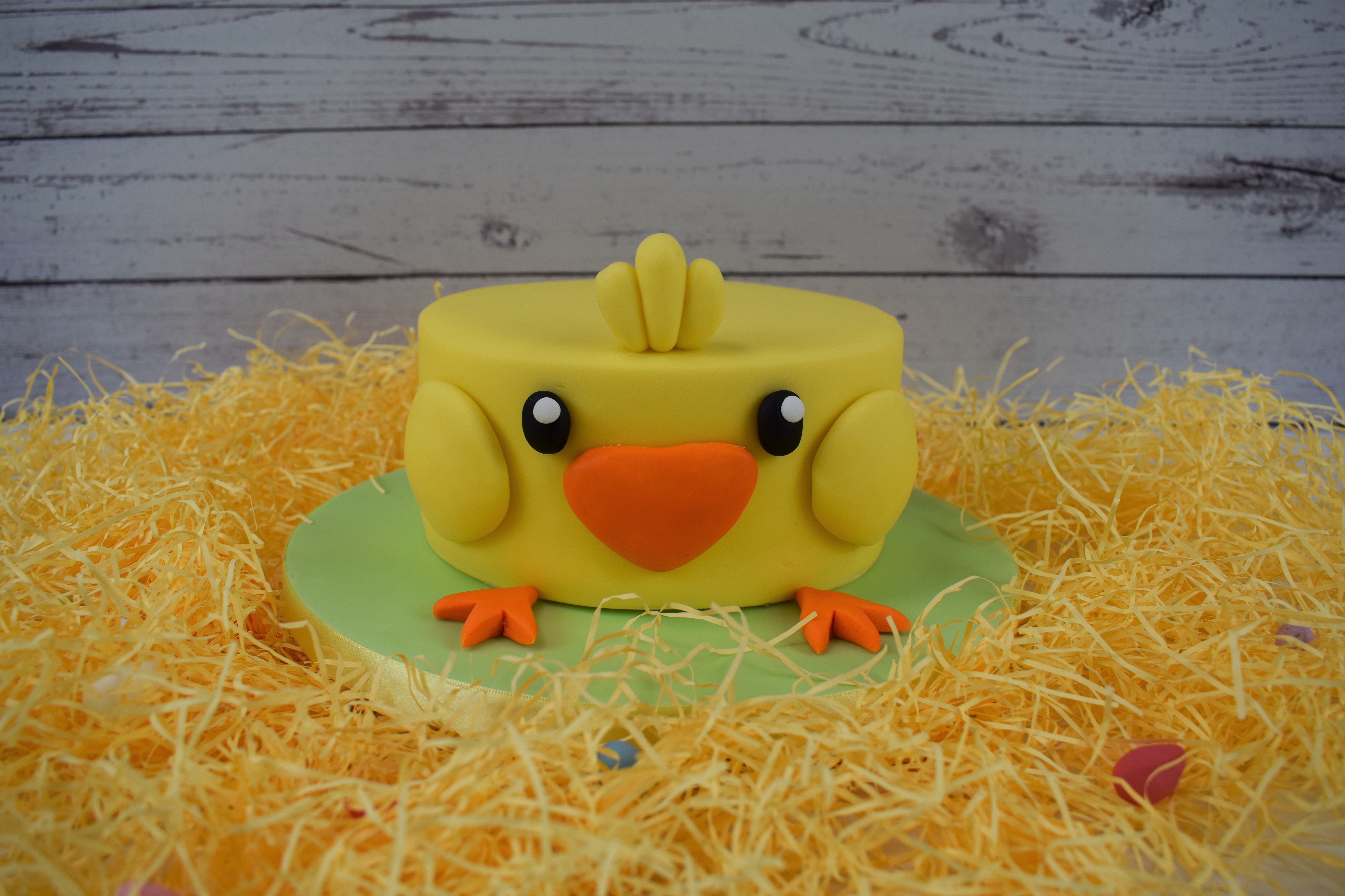 Easter Chick Cake with Sharp Edges for Beginners