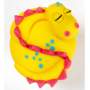 Neon Sleeping Dinosaur Cupcake